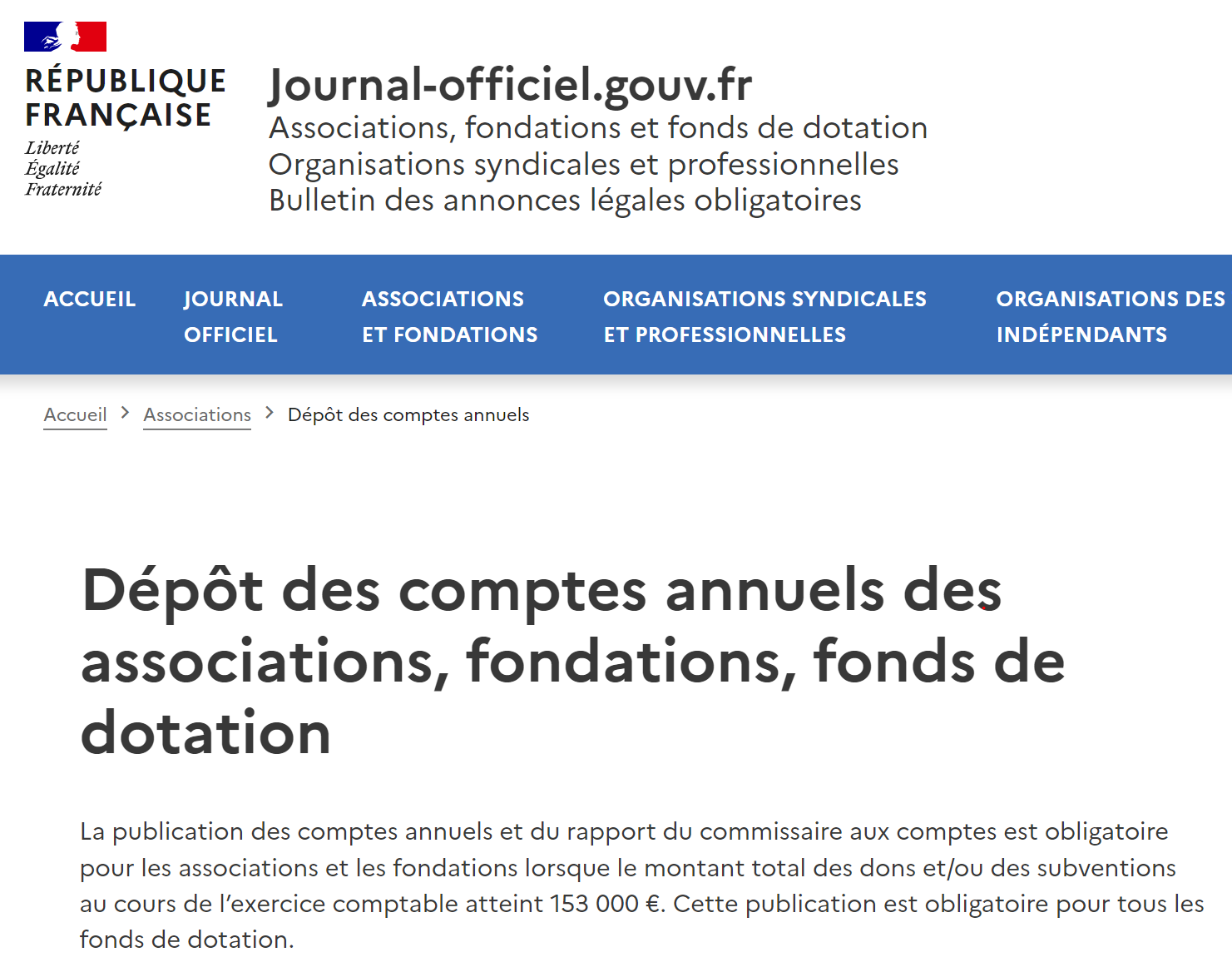 20221025 Dépôt des comptes annuels sur le site de la DILA => Publicité obligatoire