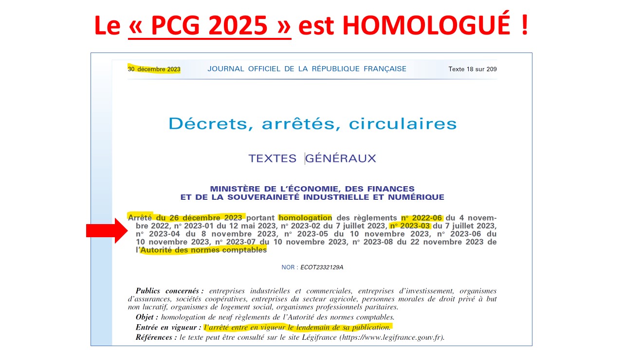 20231230 Le "PCG 2025" est homologué ! (et cela concerne les associations)